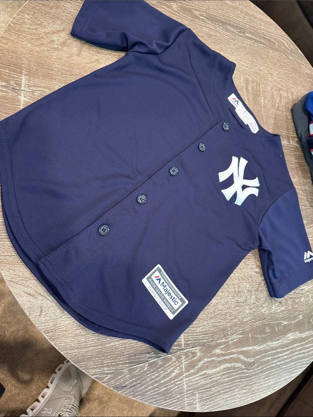 Majestic Navy Kids' New York Yankees Button-Front Jersey